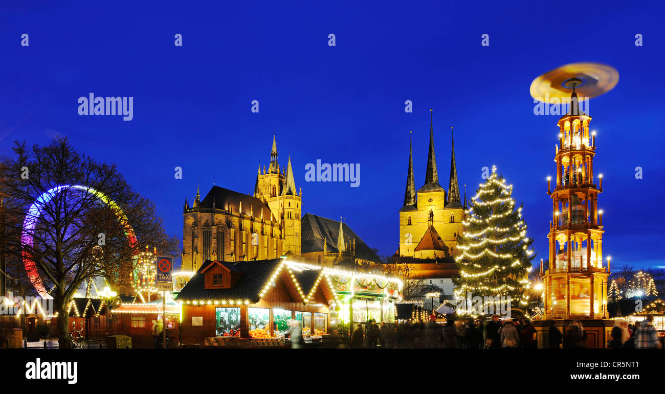 Weihnachtsmarkt in Erfurt, Thüringen, Deutschland, Europa Stockfoto