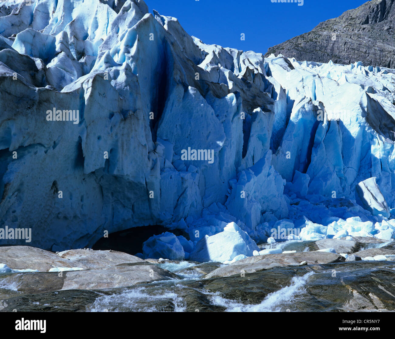 Nigardsbreen, einem Gletscher Arm des Jostedalsbreen, Jostedal Gletscher, Sogn Og Fjordane, Norwegen, Skandinavien, Europa Stockfoto