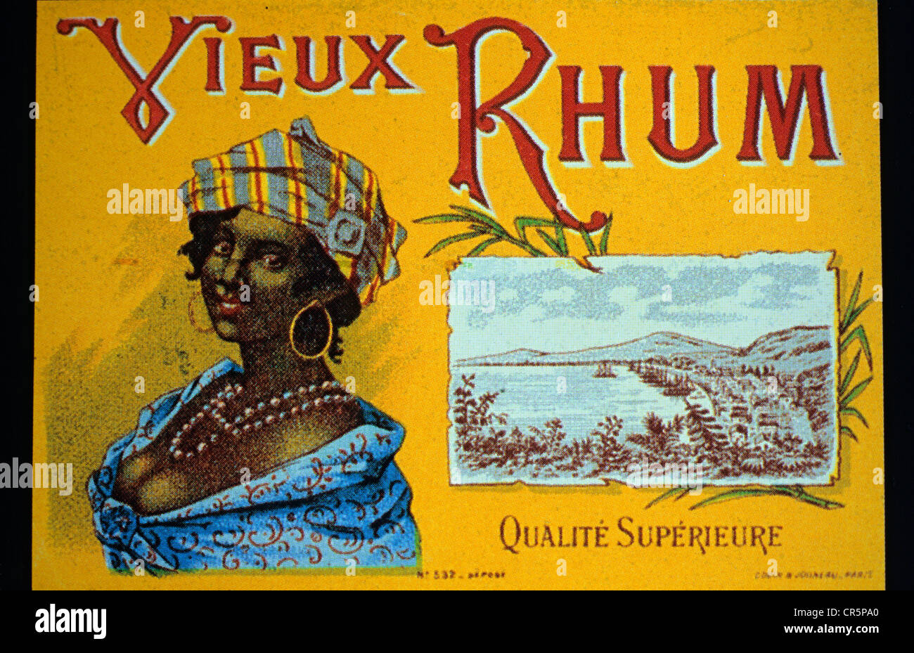 France, Martinique (Französische Antillen), alte Rum Plakat, während das goldene Zeitalter der Piraterie, der Rum floss Stockfoto