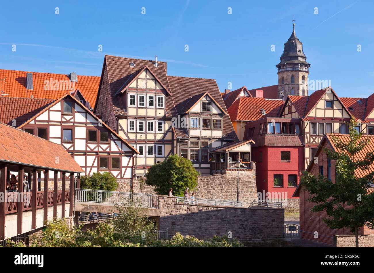Altstadt mit St.-Blasius-Kirche, Hannoversch Muenden, Niedersachsen, Deutschland, Europa Stockfoto