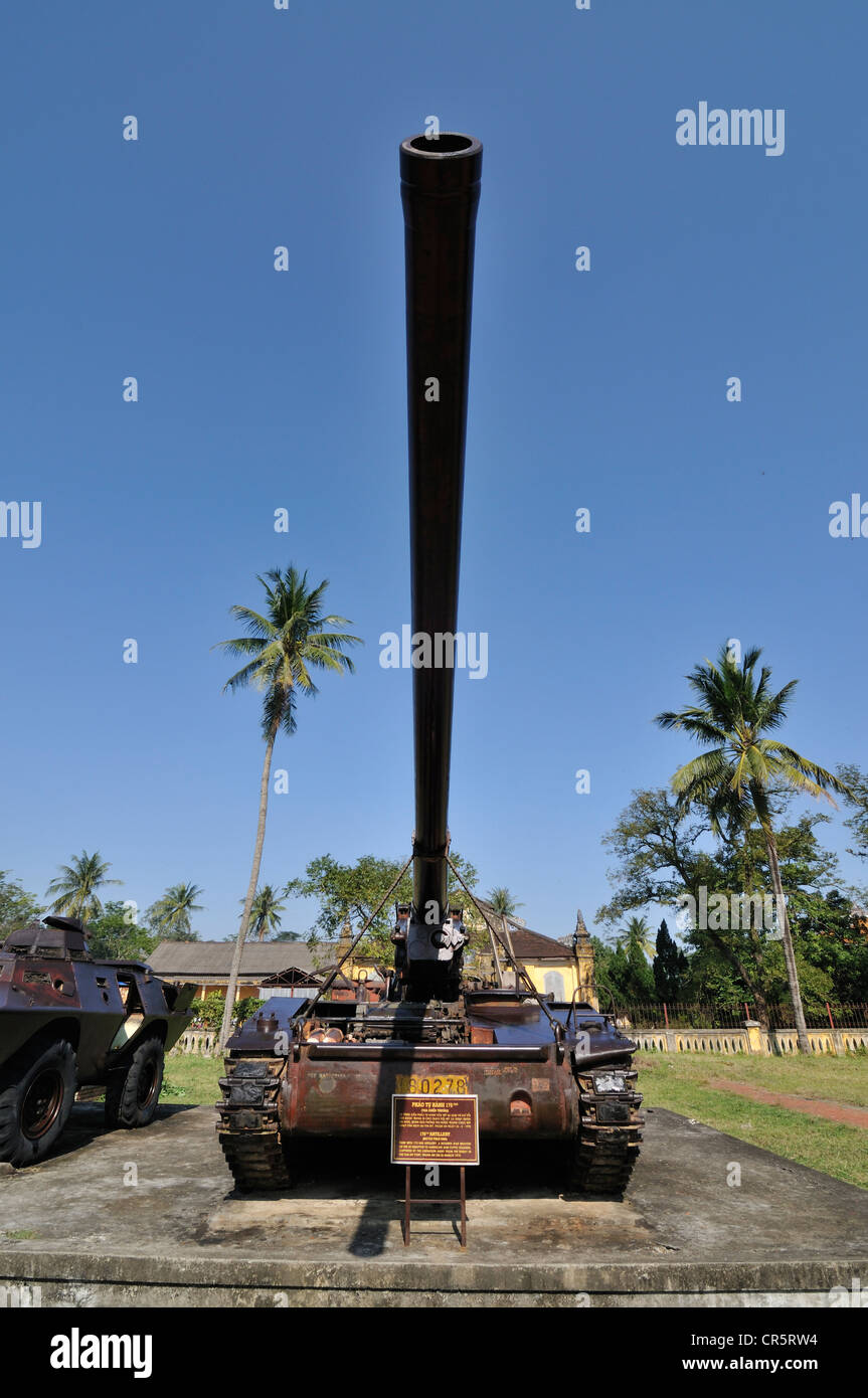 Tank aus dem Vietnam-Krieg, Schlacht Feld König, 175mm Artillerie der vietnamesischen Befreiungsarmee, Hue, Vietnam, Asien Stockfoto