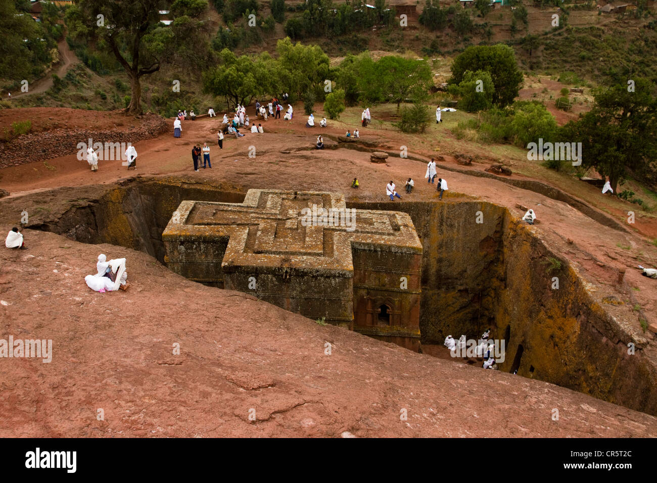 Bet Giyorgis Fels gehauene Kirche, Lalibela, Äthiopien, Afrika Stockfoto