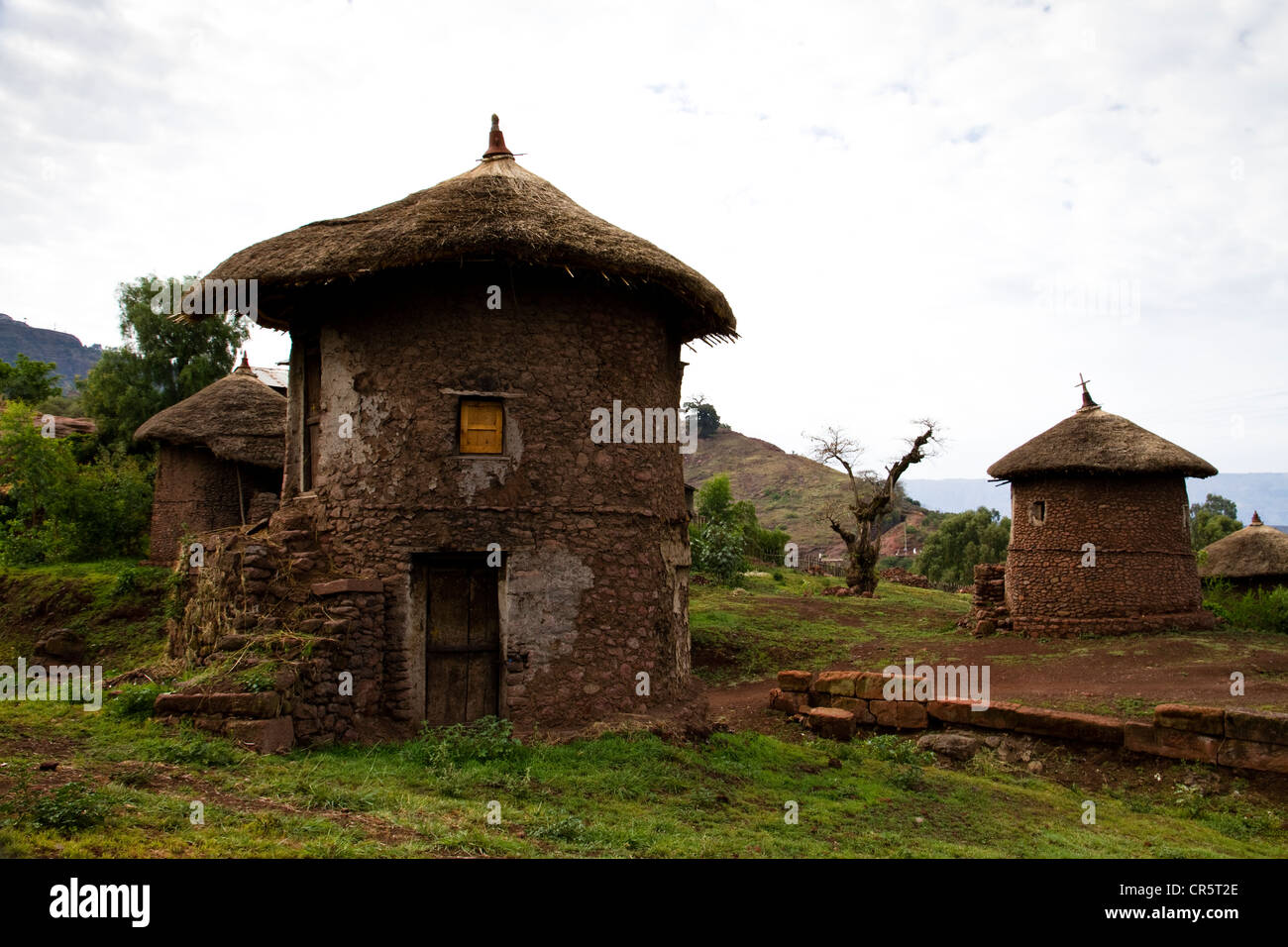 Urige Hütten, Lalibela, Äthiopien, Afrika Stockfoto