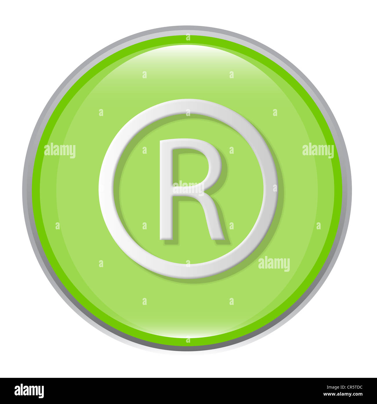 Grünes Symbol R für registriert Stockfoto