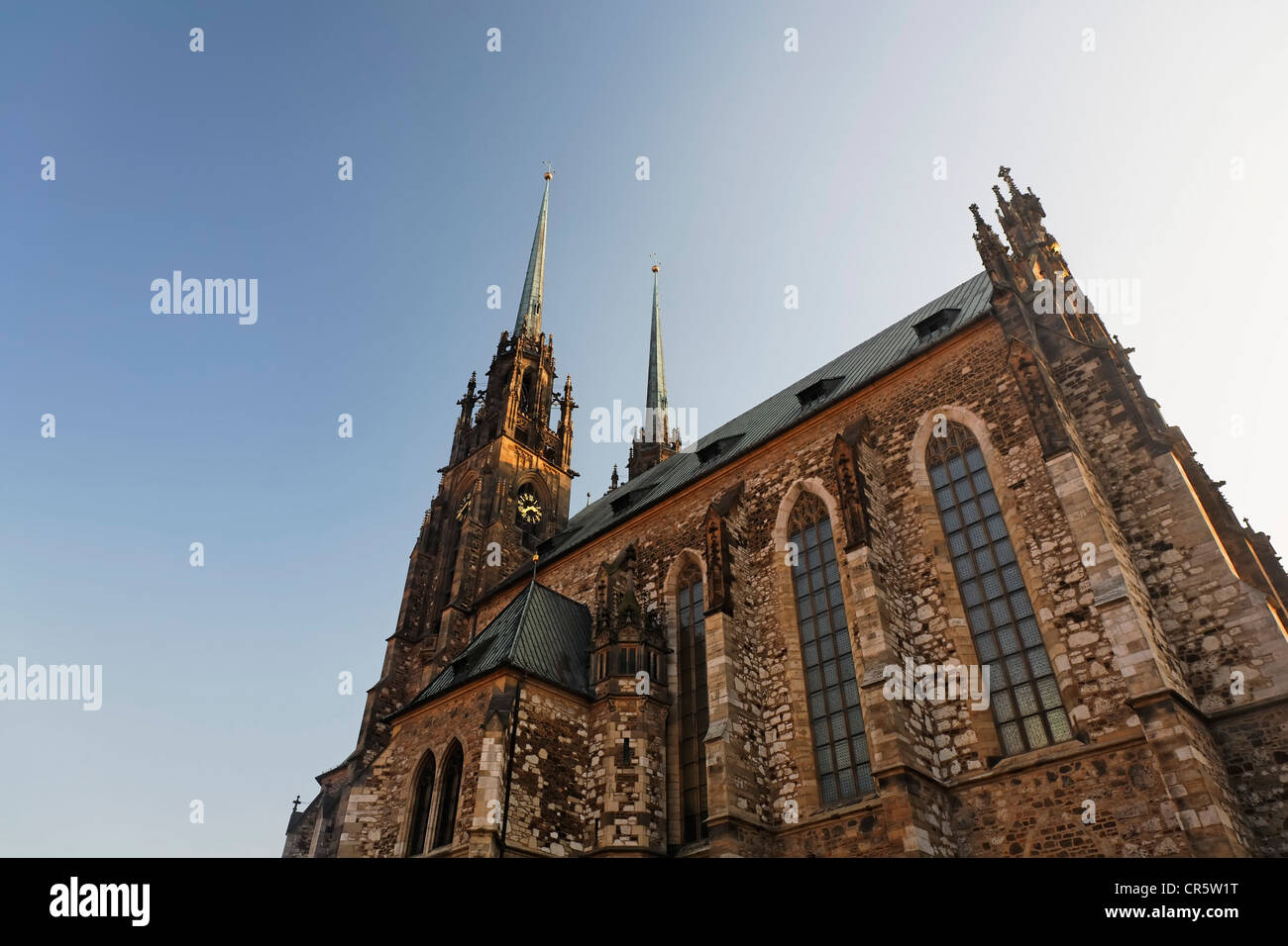 Wurm Blick auf St. Peter and Paul Cathedral in Brünn, South Moravia, Mähren, Tschechische Republik, Europa Stockfoto