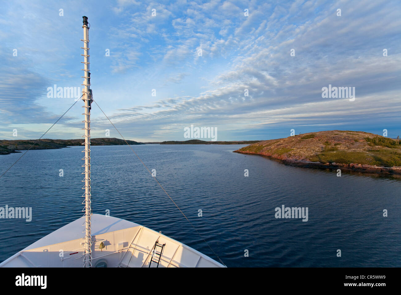 Kanada, Quebec Provinz Duplessis Region Basse Cote Nord (Lower North Shore), Kreuzfahrt auf dem Nordik-Express, das Schiff zu verlassen Stockfoto