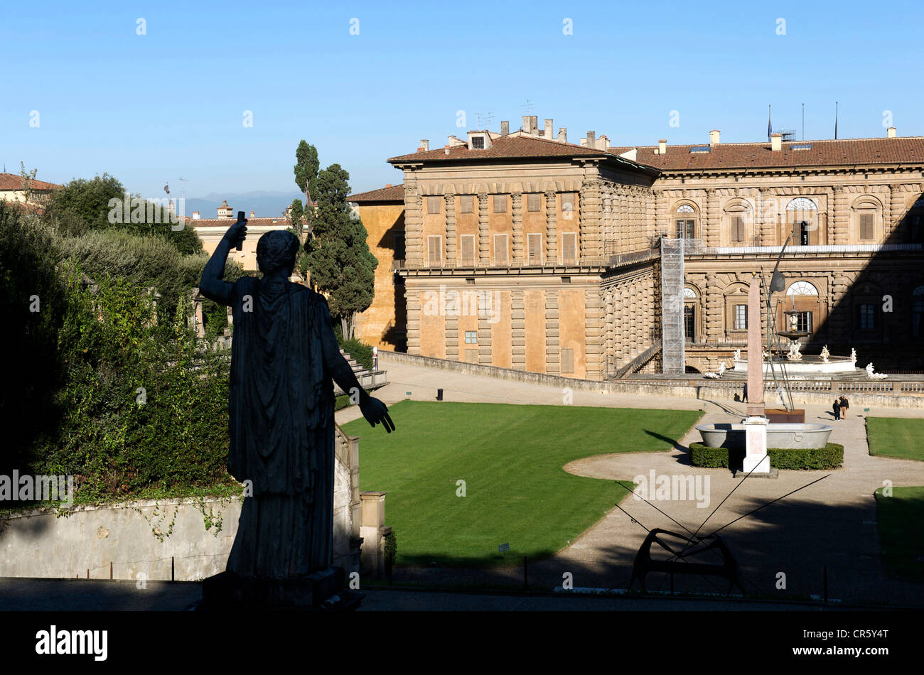 Italien, Toskana, Florenz, historische Zentrum UNESCO-Welterbe, Oltrarno Viertel, Palazzo Pitti und Boboli-Gärten mit den Stockfoto