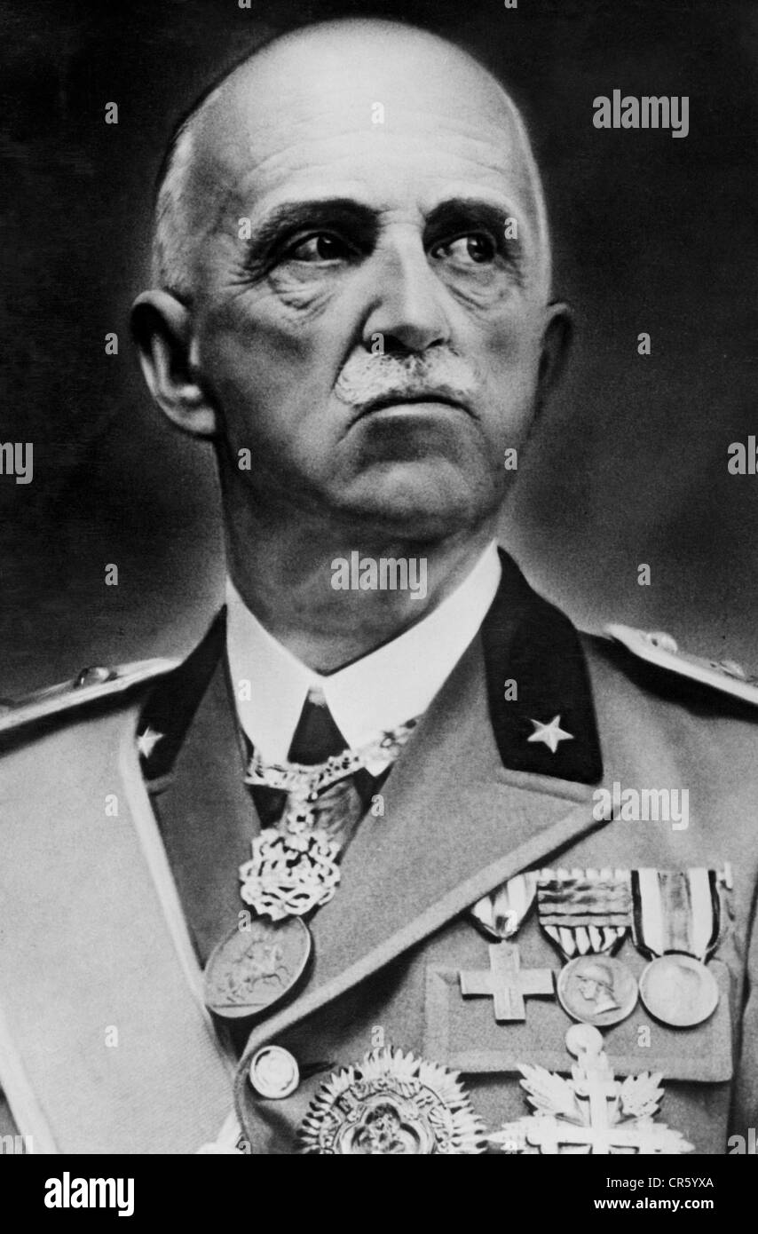 Victor Emmanuel III, 11.11. 1869 - 28.12.1947, König von Italien 29.7.1900 - 29.7.1946, Porträt, ca. 1940, Stockfoto