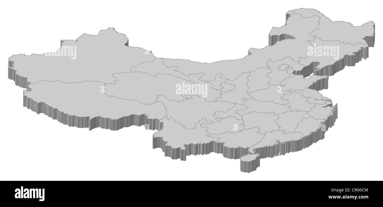 Politische Landkarte von China mit mehreren Provinzen. Stockfoto