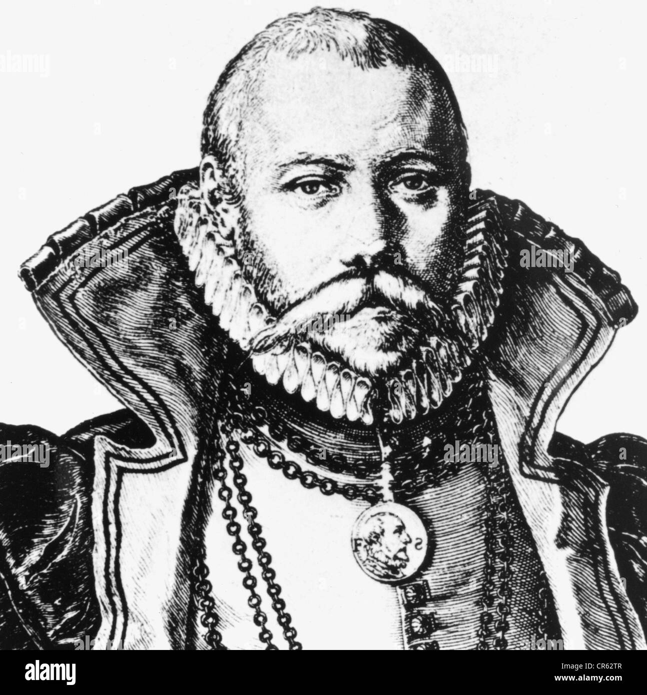 Brahe, Tycho, 14.12.1546 - 24.10.1601, dänischer Astronom, Porträt, Kupferstich von Jakob de Gheyn, 1587, Detail, Artist's Urheberrecht nicht gelöscht werden Stockfoto