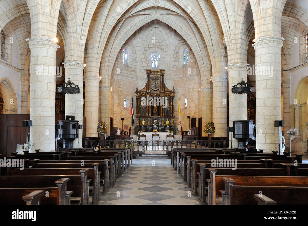 Interieur, Kathedrale Santa Maria la Menor, die älteste Kathedrale der neuen Welt, 1532, Santo Domingo, Dominikanische Republik Stockfoto
