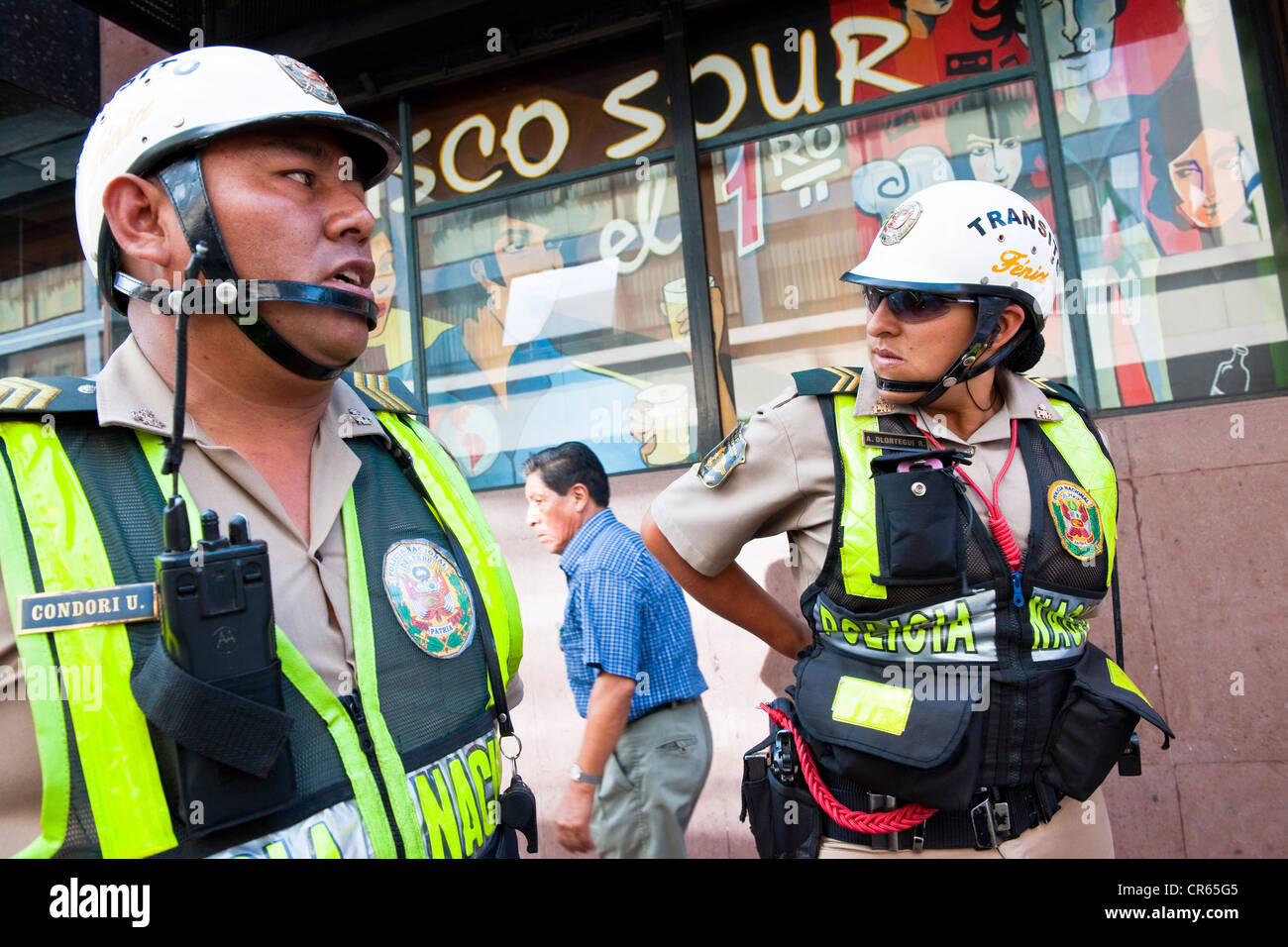 Peru, Lima, paar Polizisten im historischen Zentrum Stockfoto