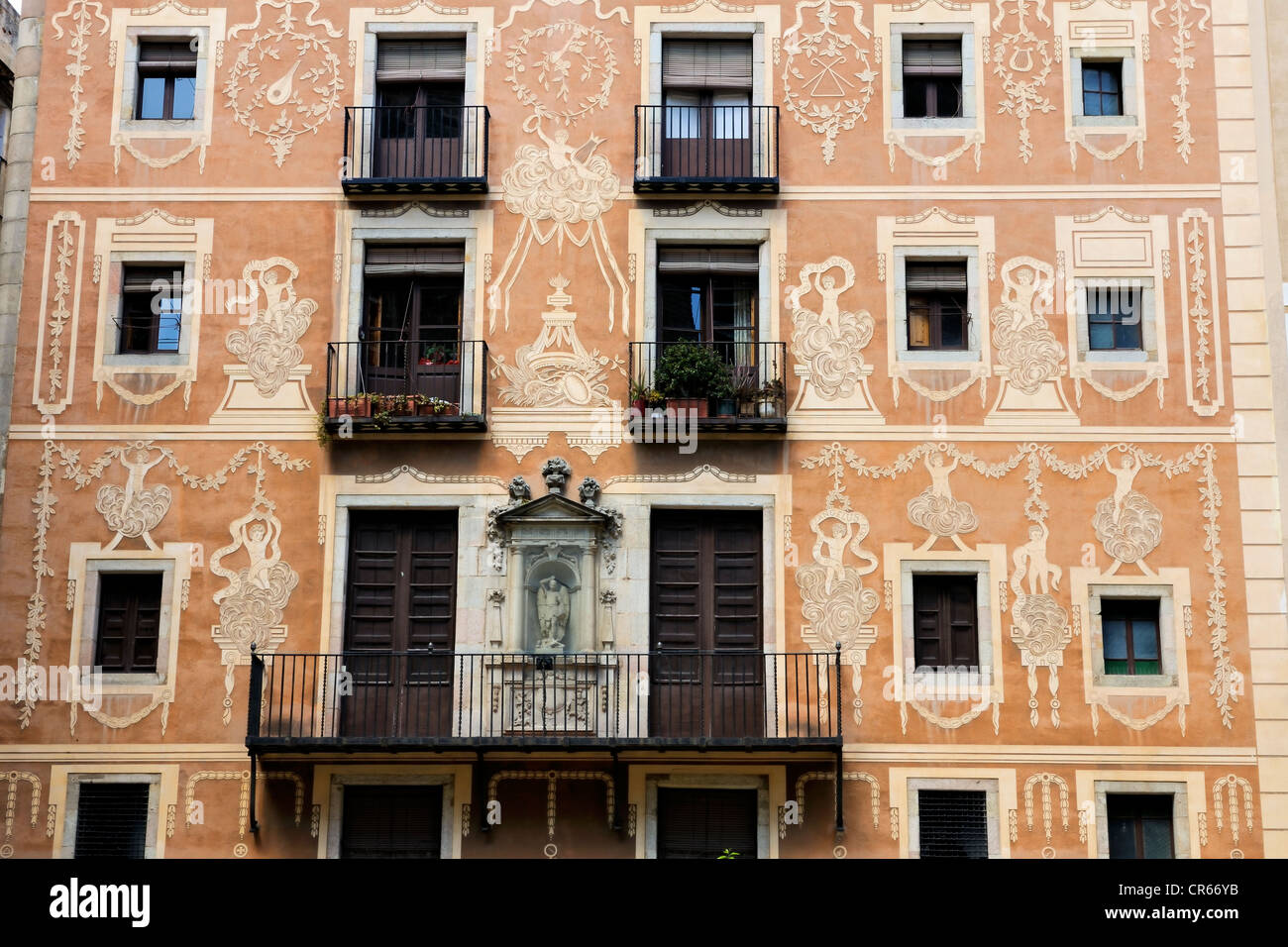 Spanien, Katalonien, Barcelona, Barrio Gotico District, Plaça del Pi, Gebäude Fassade Stockfoto