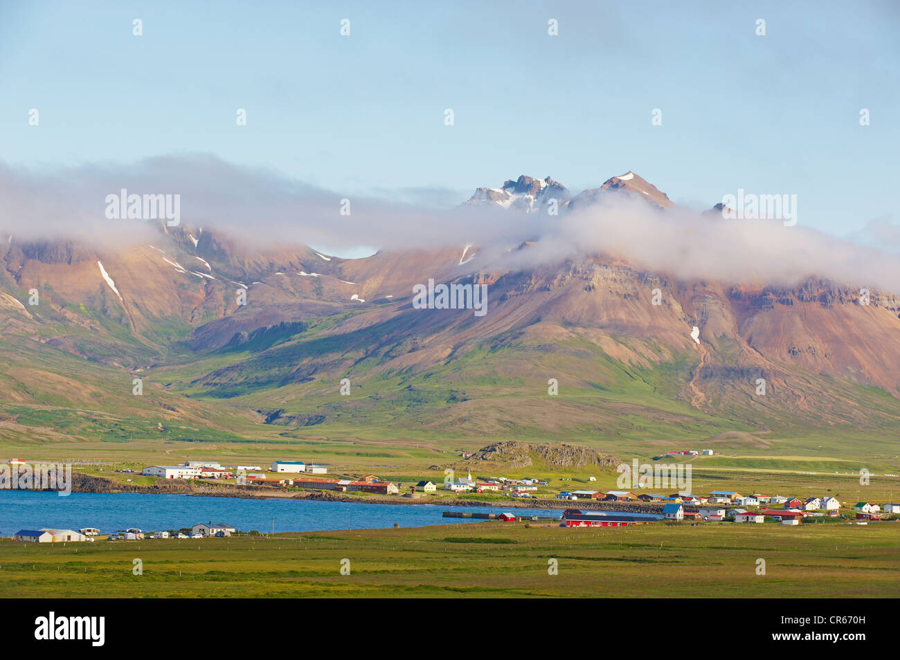 Island, Vesturland Region, Borgarfjörður, Bakkagerdi Weiler Stockfoto