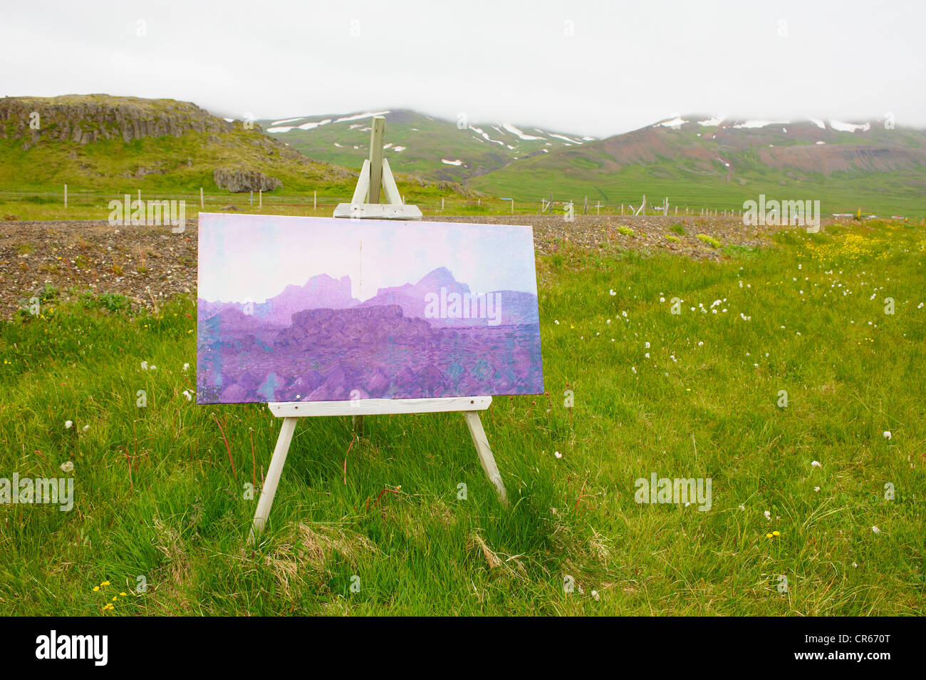 Island, Region Vesturland, Borgarfjörður, Landschaft, Malerei Stockfoto