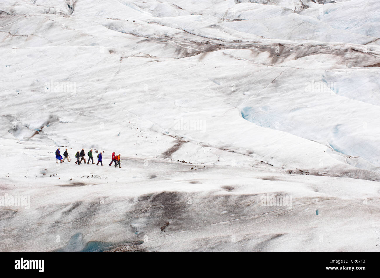 Island, Sudurland Region, Skaftafell-Nationalpark, Wanderer auf Skaftafellsjökull Gletscher Stockfoto