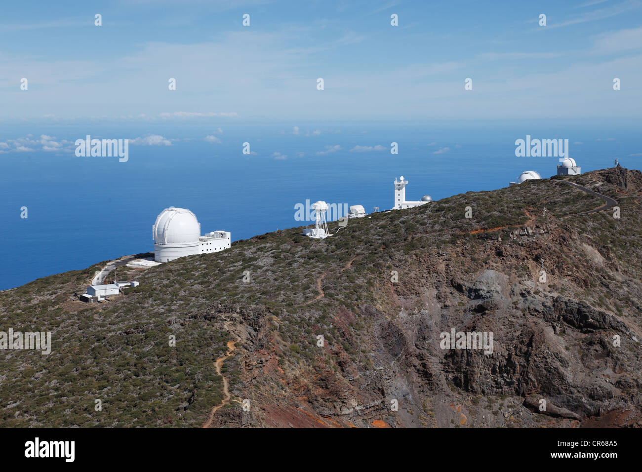 Spanien, La Palma, Ansicht des Observatoriums zeigen auf Roque de Los Muchachos Stockfoto