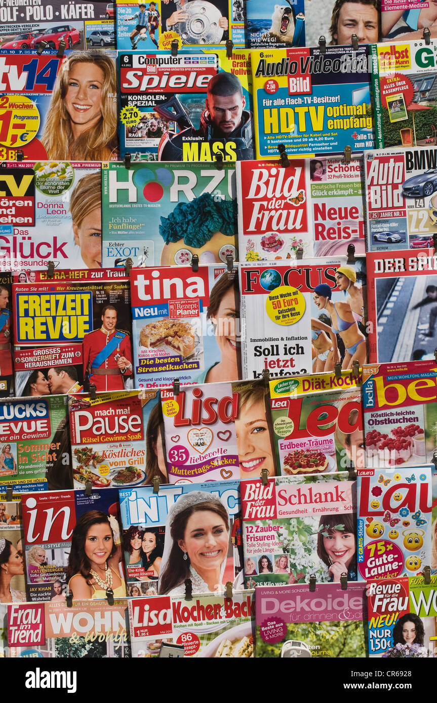 Magazin anzeigen, vor allem Zeitschriften und Frauenzeitschriften, Deutschland, Europa Stockfoto
