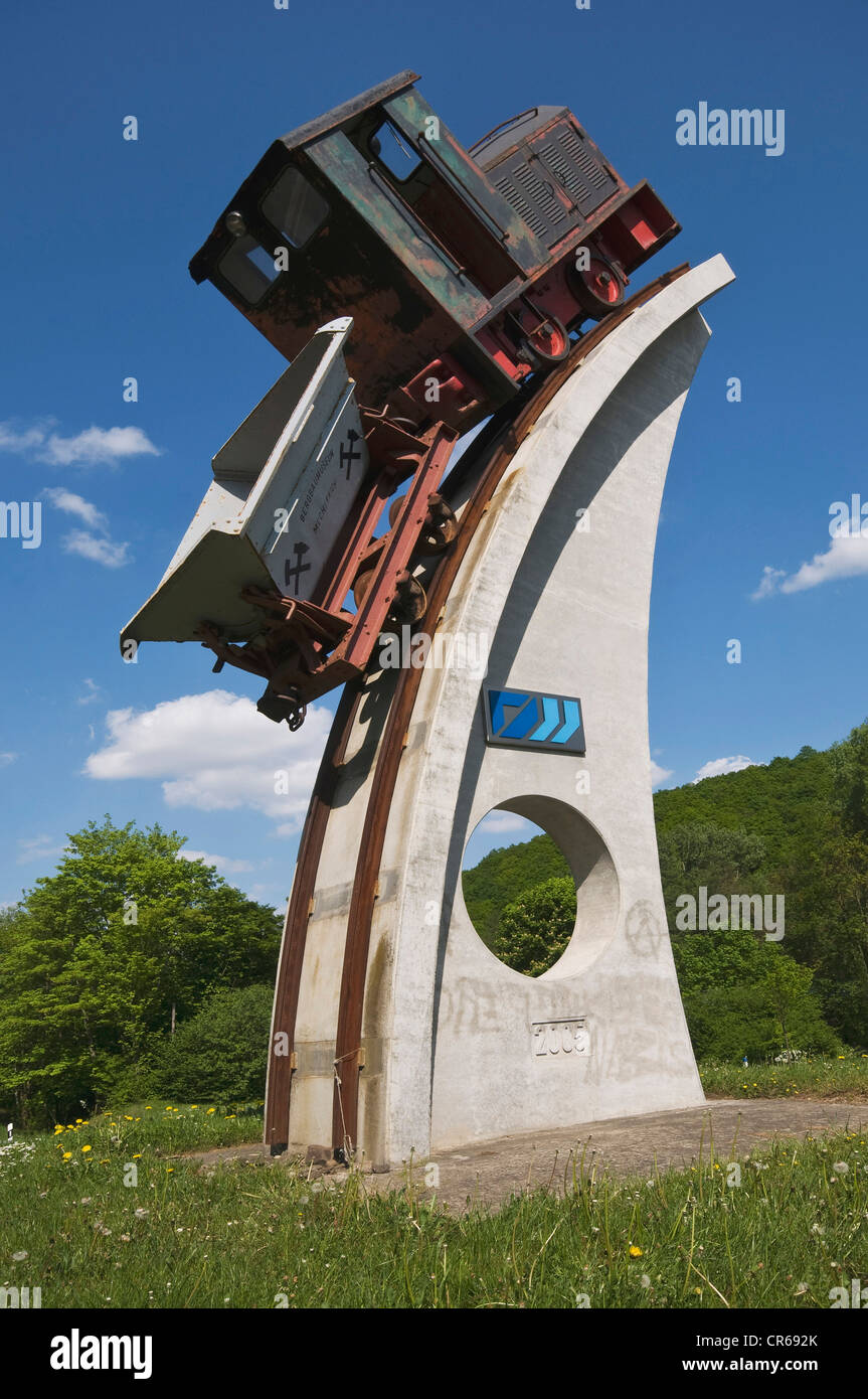 Auffällige Zeichen, Bergbaumuseum Mechernich, Lok und Lore für die Mechernicher Bleiberg - Grube Guennersdorf Mine für Stockfoto