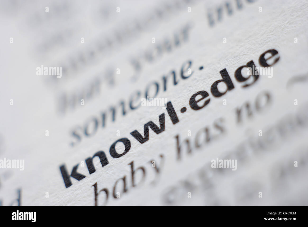 Wörterbuch-Seite mit Wissen Definition, Nahaufnahme Stockfoto
