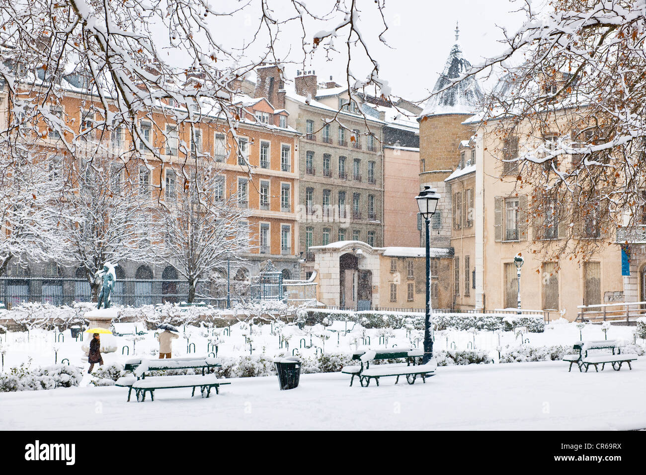 Frankreich, Isere, Grenoble, der Garten der Stadt im winter Stockfoto