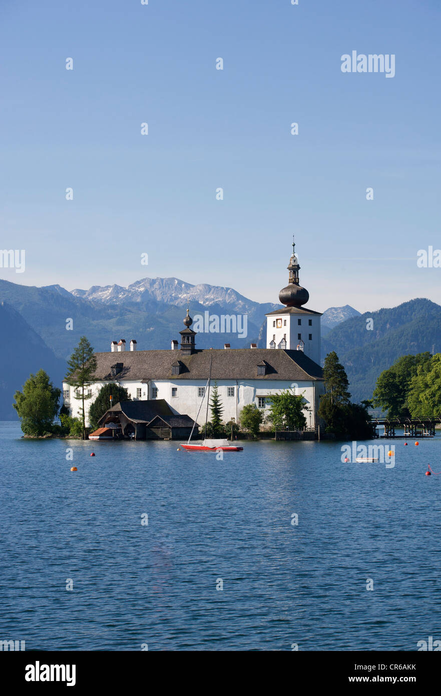 Österreich, Gmunden, Ansicht der Ort Burg und Traunsees Stockfoto