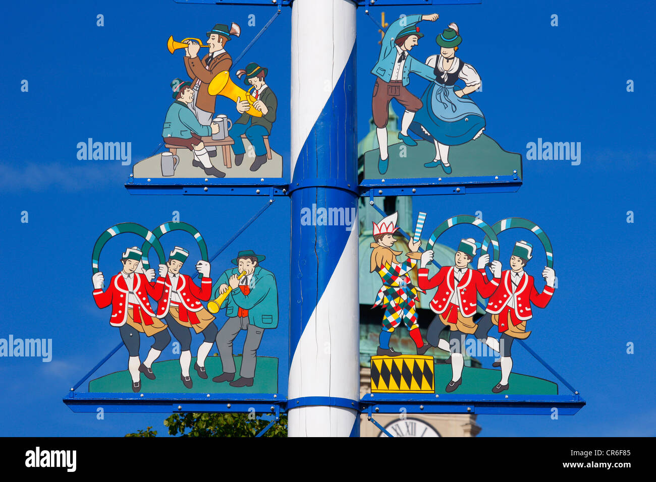 Maibaum, quadratische Viktualienmarkt, München, Bayern, Deutschland, Europa Stockfoto