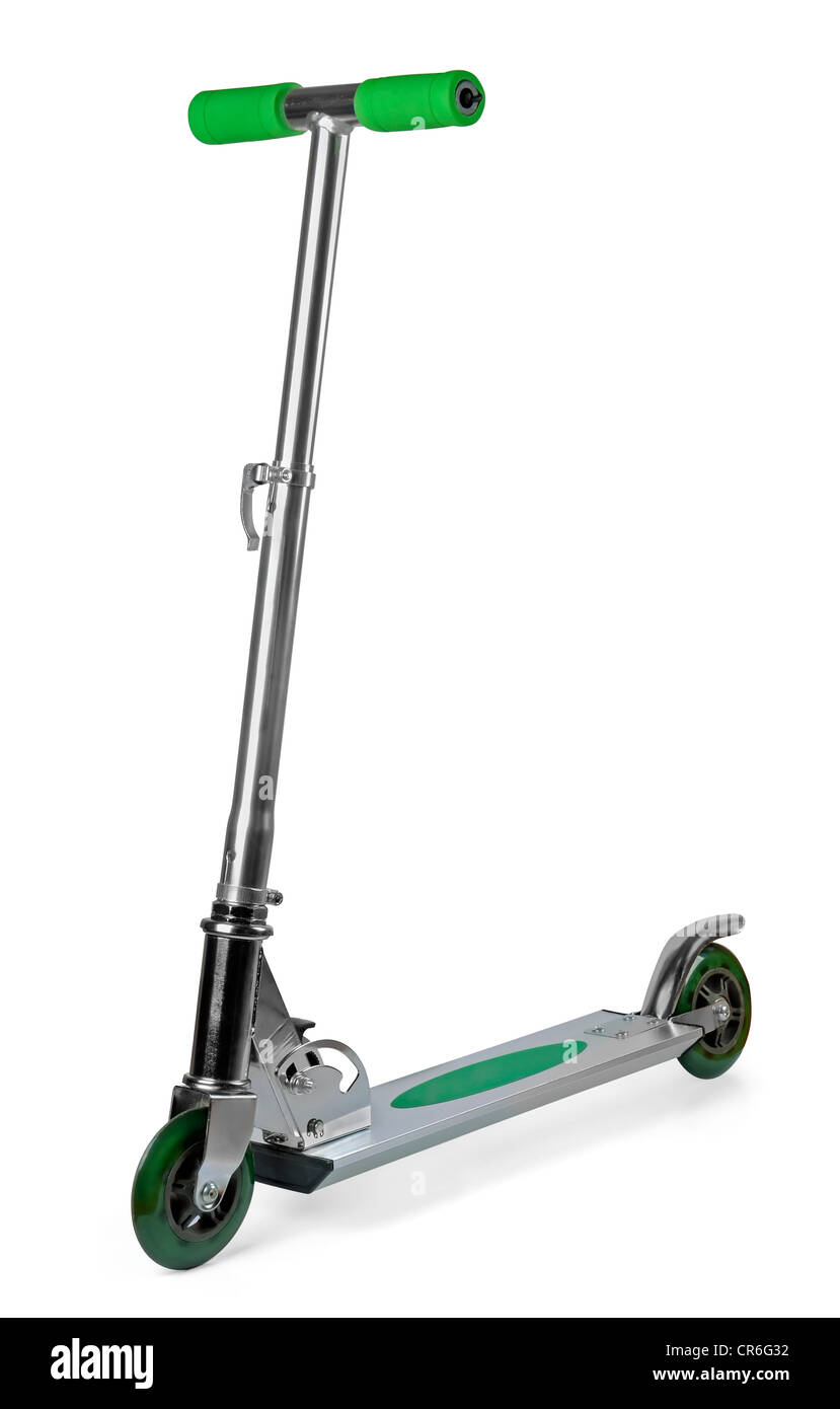Neue Metall Scooter isoliert auf weiss Stockfoto