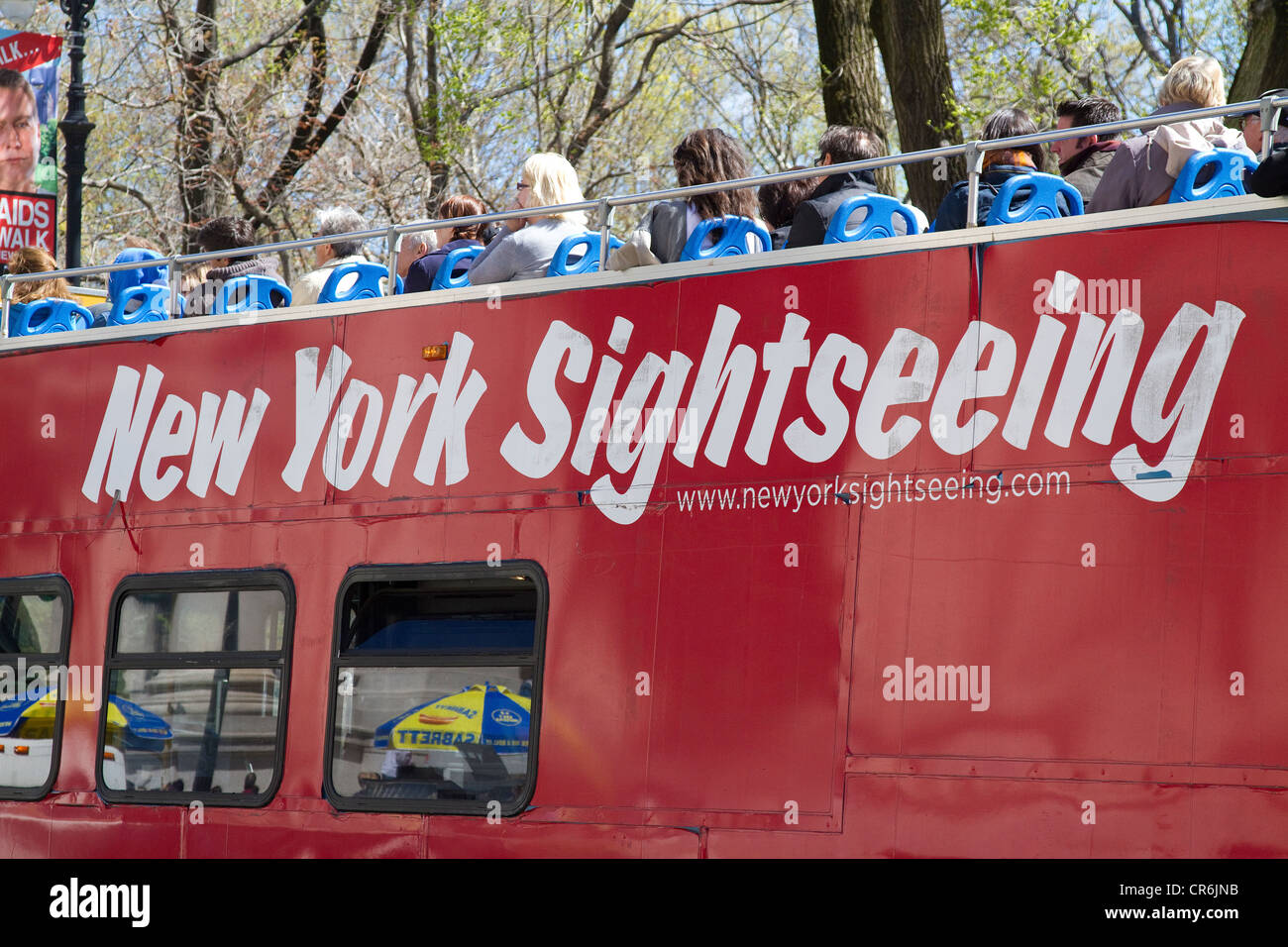 New York Touristen, Tourismus, Sightseeing-Bus in der Nähe von Central Park. Stockfoto