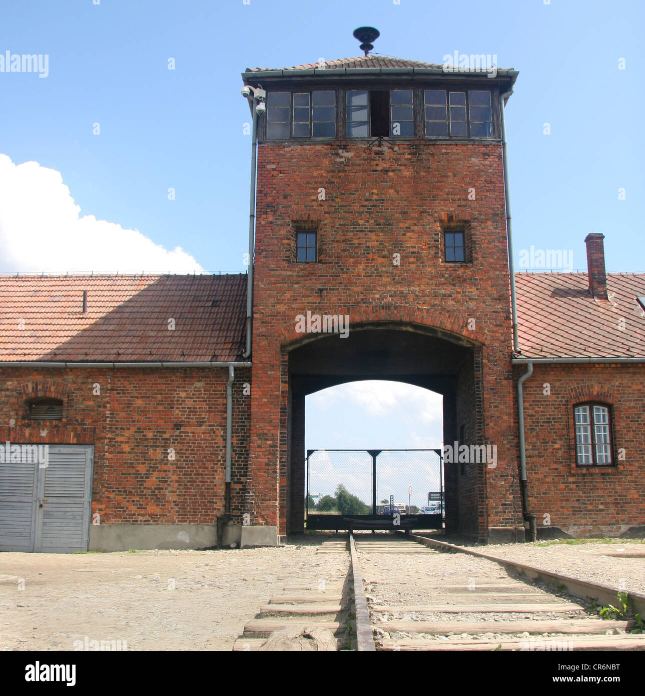 KZ Auschwitz Haupttor. Stockfoto