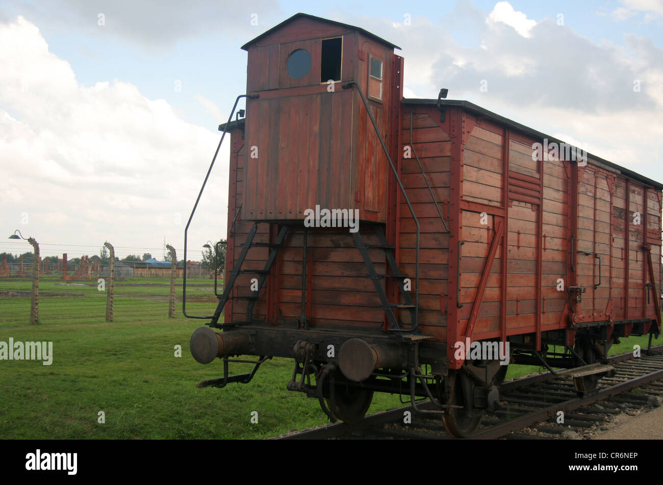 Auschwitz (Oswiecim), Polen, 7. August 2010 Auschwitz - Birkenau KZ Waggon Stockfoto