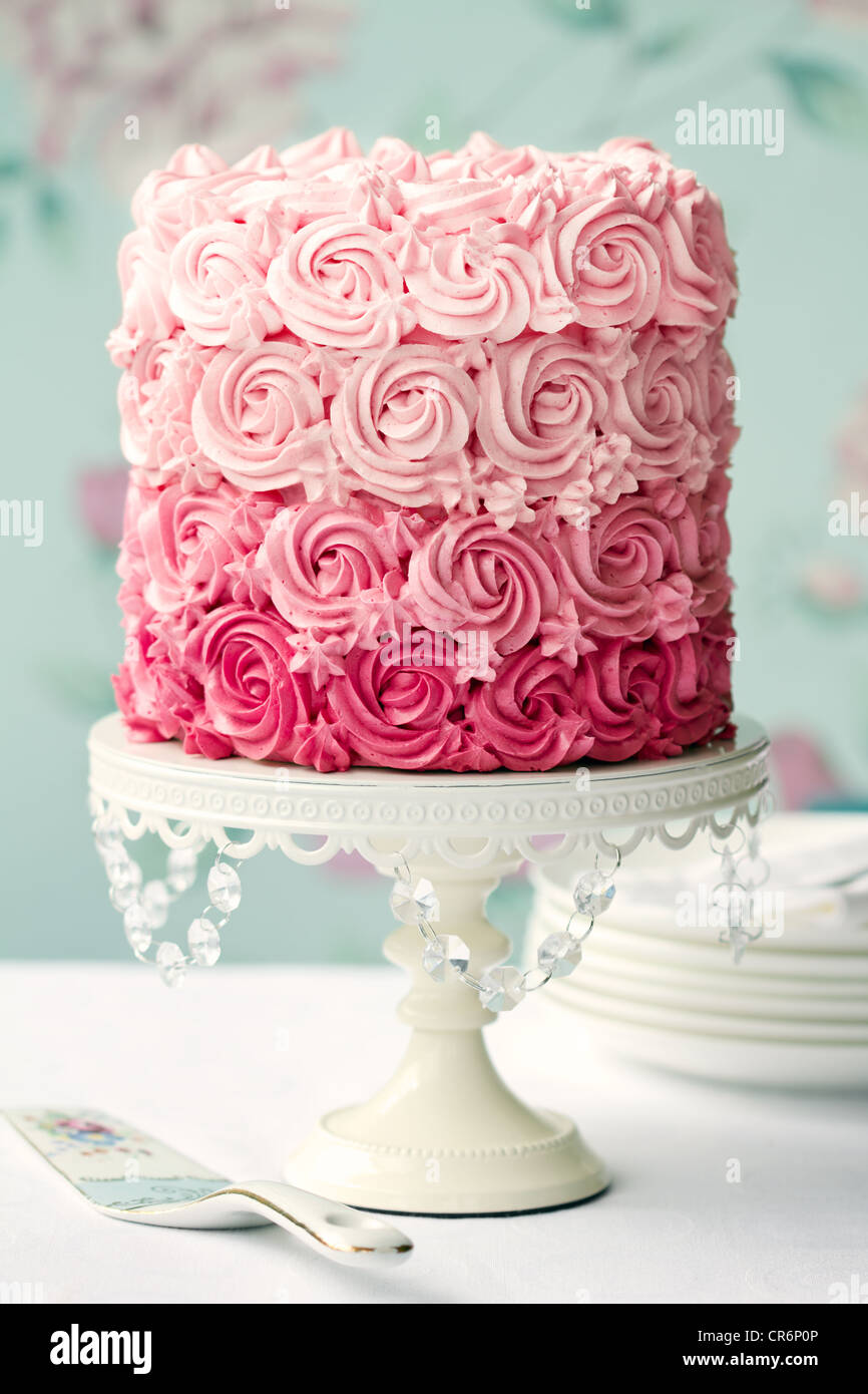 Rosa Ombre Kuchen Stockfoto
