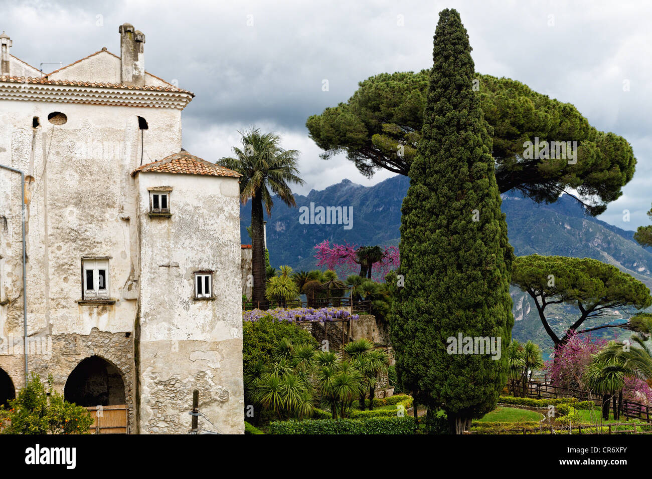 Blick auf Villa Rufulo und Garten, Ravello, Salerno, Italien Stockfoto