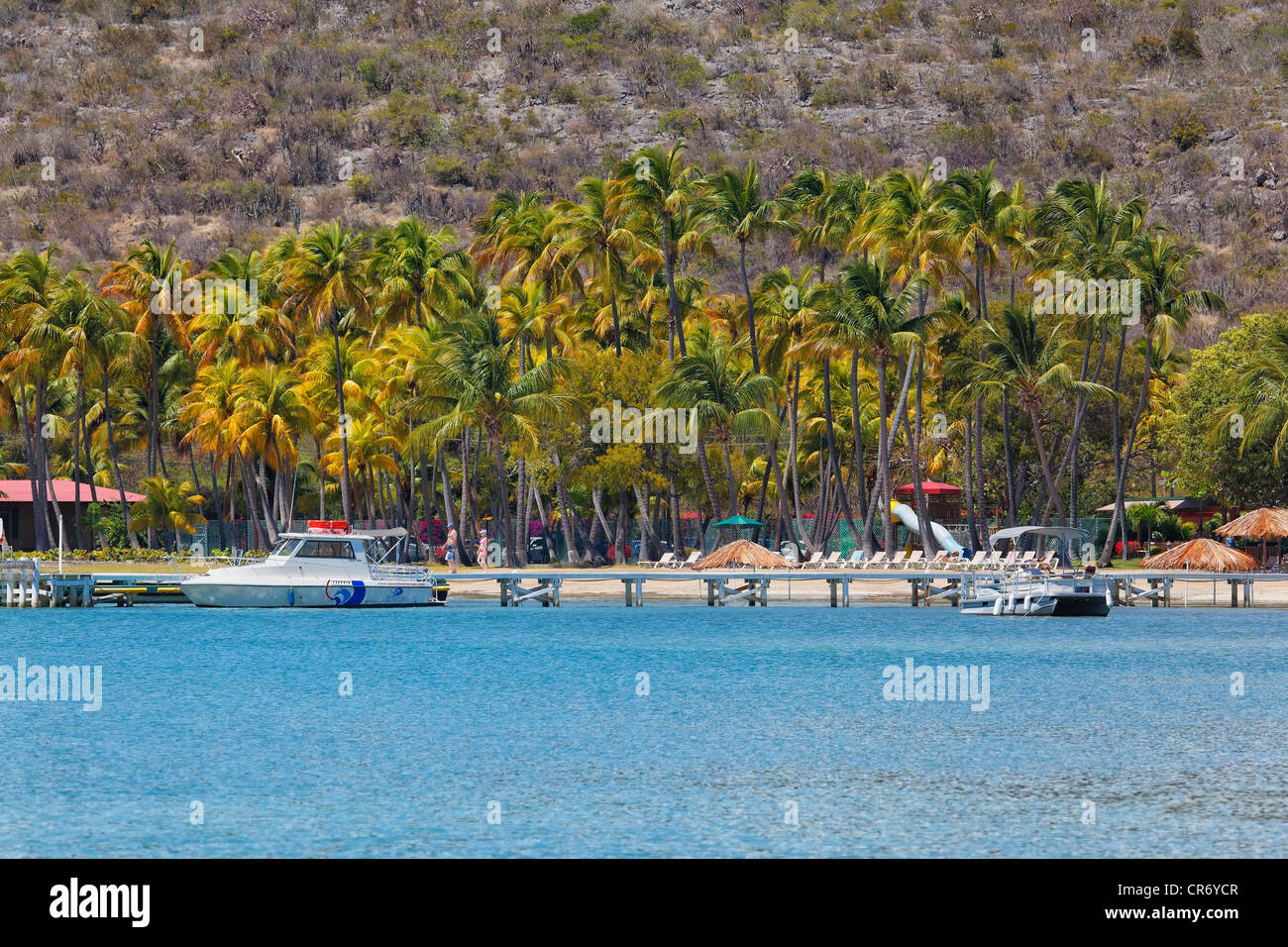 Strand von Cana Gorda aus der Bucht, Guanica, Puerto Rico Stockfoto