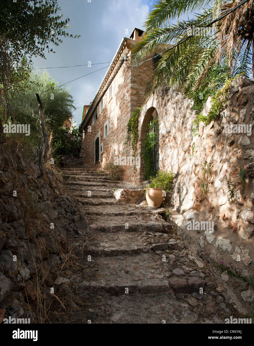 Stein Schritte in Fornalutx, Mallorca, Balearen, Spanien, Europa Stockfoto