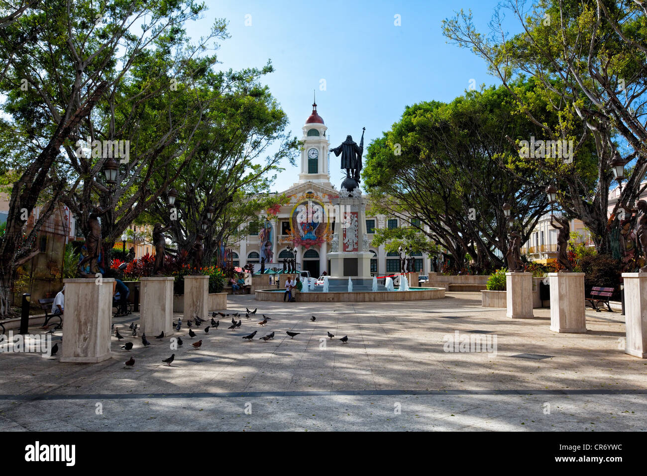 Columbus-Platz mit Rathaus, Mayaguez, Puerto Rico Stockfoto