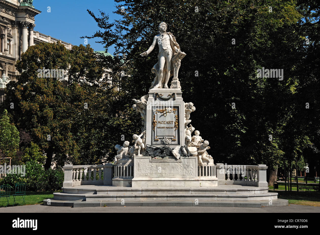 Wolfgang Amadeus Mozart-Denkmal, Burggarten, Palace Garden, Wien, Österreich, Europa Stockfoto