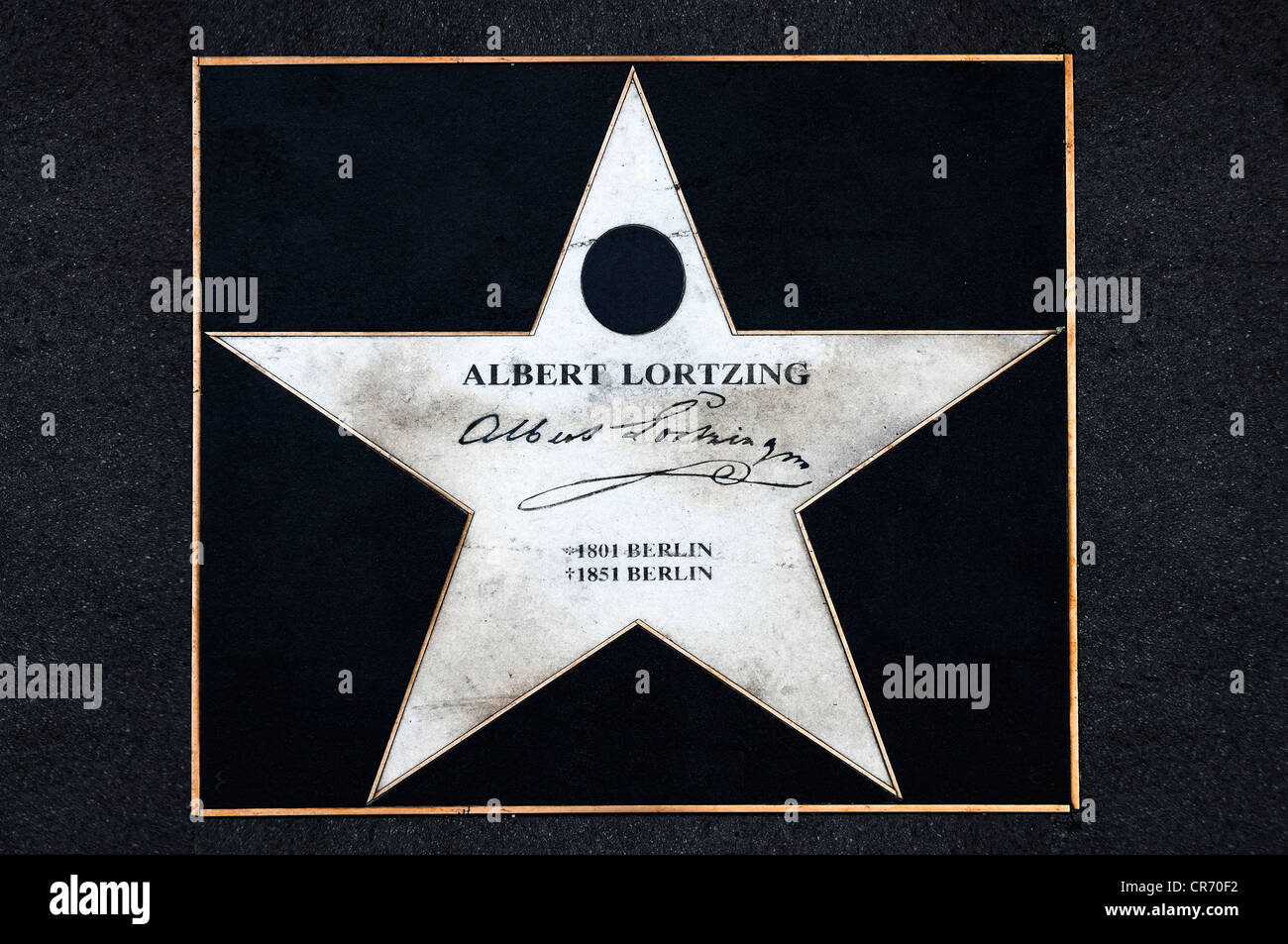 Denkmal-Stern, Albert Lortzing auf dem Bürgersteig der Bedburger, Linke Wienzeile, Wien, Österreich, Europa Stockfoto