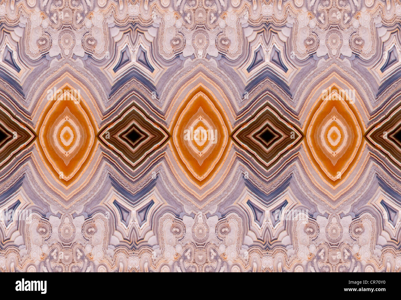 Polierte Scheibe von Jasper (opak, feinkörnigen Form von Chalcedon) symmetrische Muster von wiederholte Bild Stockfoto