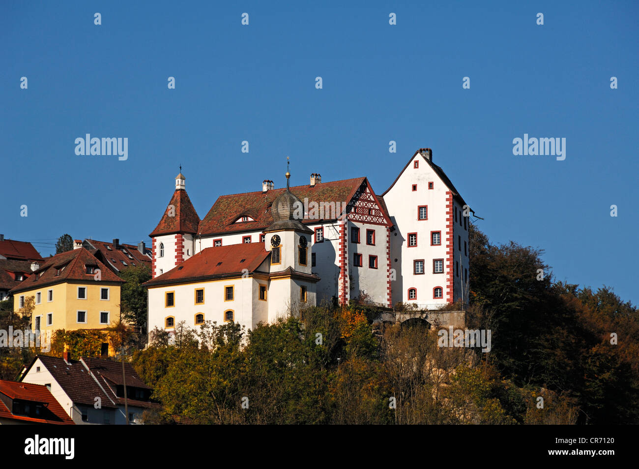 Burg Egloffstein Burg gegen einen blauen Himmel, Egloffstein, Upper Franconia, Bayern, Deutschland, Europa Stockfoto