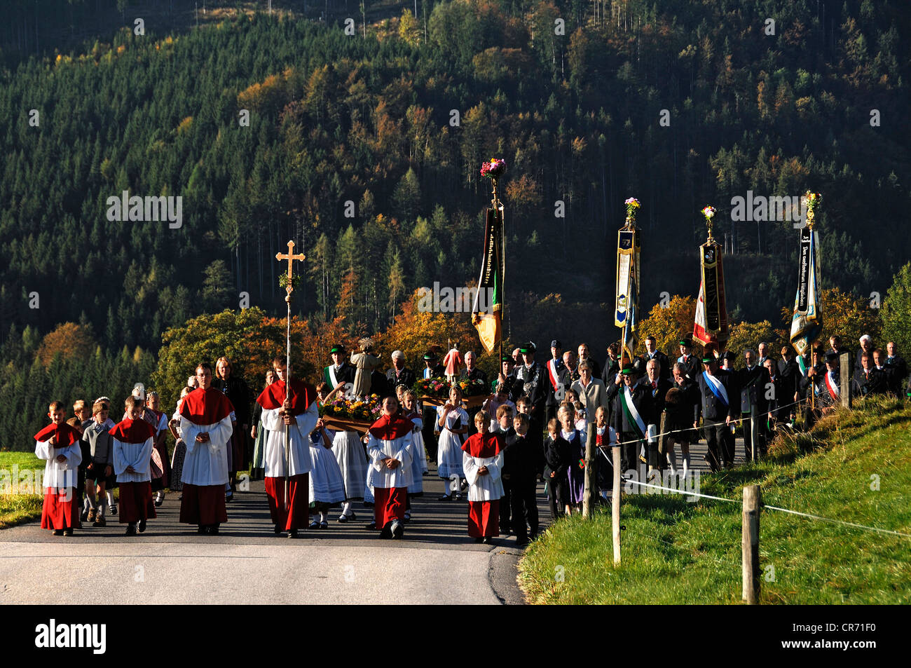 Thanksgiving-Prozession in Ramsau, Upper Bavaria, Bayern, Deutschland, Europa Stockfoto