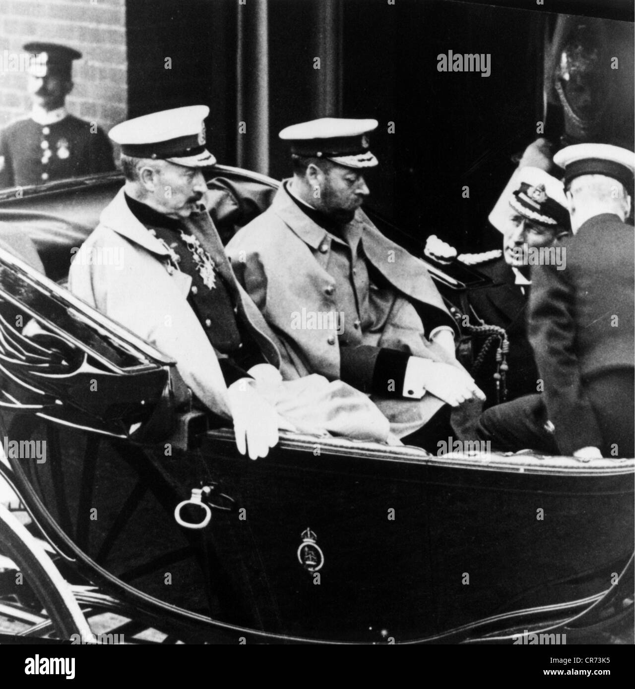 William II., 27.1.1859 - 4.6.1941, deutscher Kaiser 15.6.1888 - 9.11.1918, Staatsbesuch in Großbritannien, mit König Georg V., London, 1911, Stockfoto