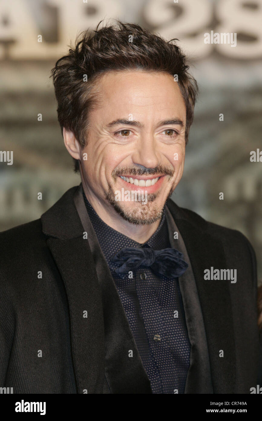 Downey Jr., Robert, * 4.4.1965, America Actor, Portrait, während der deutschen Premiere von 'Sherlock Holmes', Cinestar, Berlin, Deutschland, 11.1.2010, Stockfoto