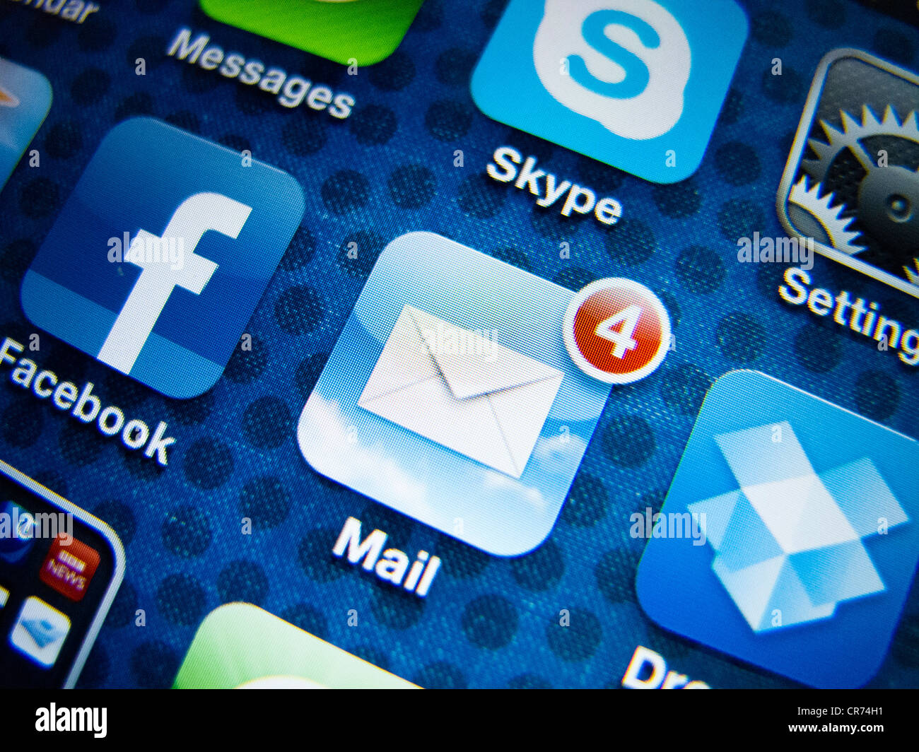 Detail des iPhone 4G Bildschirm zeigt Google Mail-app Stockfoto