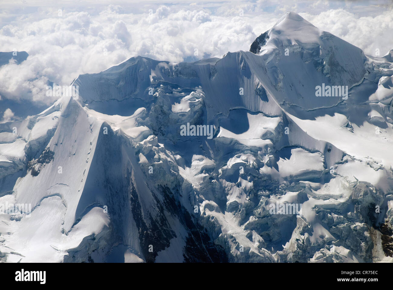 Luftaufnahme des Huayna Potosi (6088 m über dem Meeresspiegel), Cordillera Real, Bolivien Stockfoto