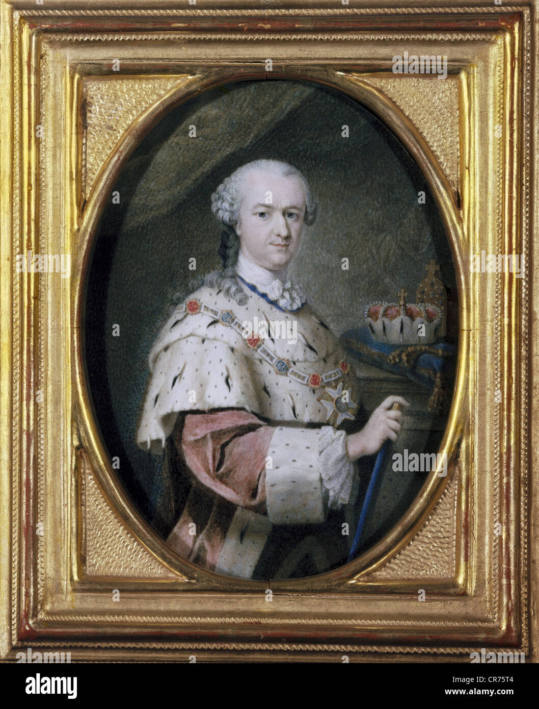Charles Theodore, 11.12.1724 - 16.2.1799, Kurfürst von Bayern 30.12.1777 - 16.2.1799, halbe Länge, Miniatur, Mitte des 18. Jahrhunderts, Bayerisches Nationalmuseum, München,, Artist's Urheberrecht nicht gelöscht werden Stockfoto