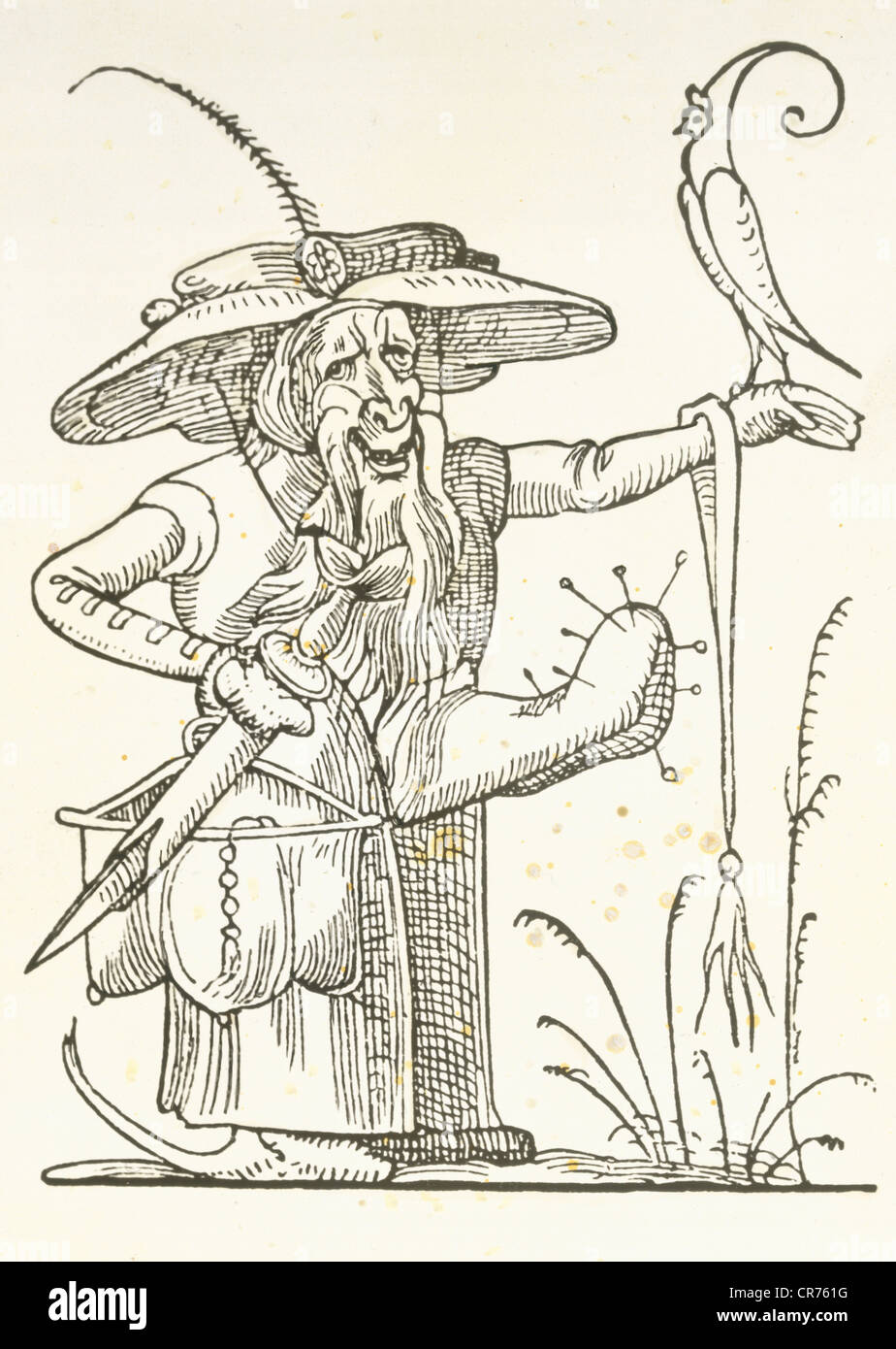 Alexander VI. (Rodrigo de Borja), 1.1.1431 - 18.8.1503, Papst 11.8.1492 - 18.8.1503, Karikatur, krank mit Syphilis, Holzschnitt, Frankreich, ca. 1500, Privatsammlung, Stockfoto