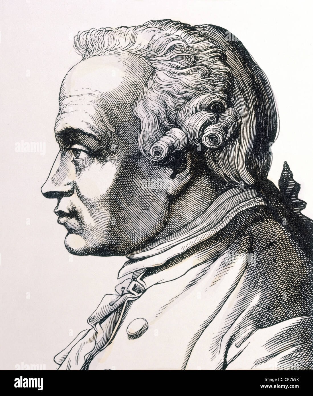 Kant, Immanuel 22.4.1724 - 12.2.1804, deutscher Philosoph, Porträt, Holzgravur von Hugo Buerkner, Dresden, 1854, Privatsammlung, Stockfoto