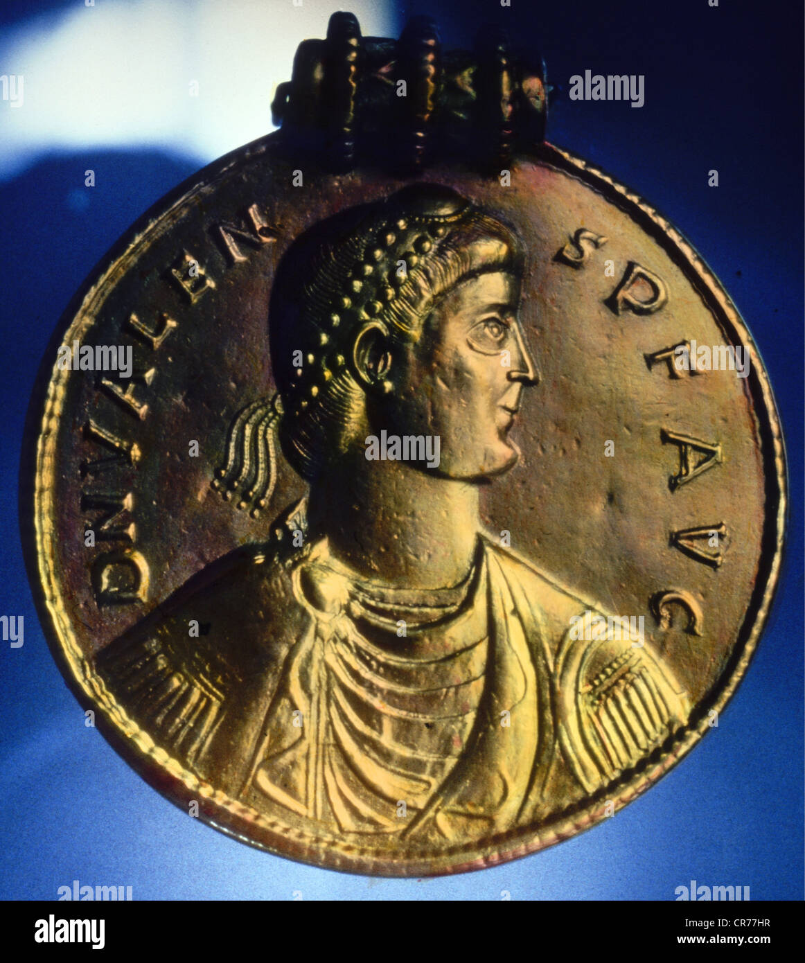 Valens (Flavius Valens), 328 - 9.8.378, römischer Kaiser 28.3.364 - 9.8.378, Porträt, Medaille, gold, 4. Jahrhundert, Schatz von Szilag Stockfoto