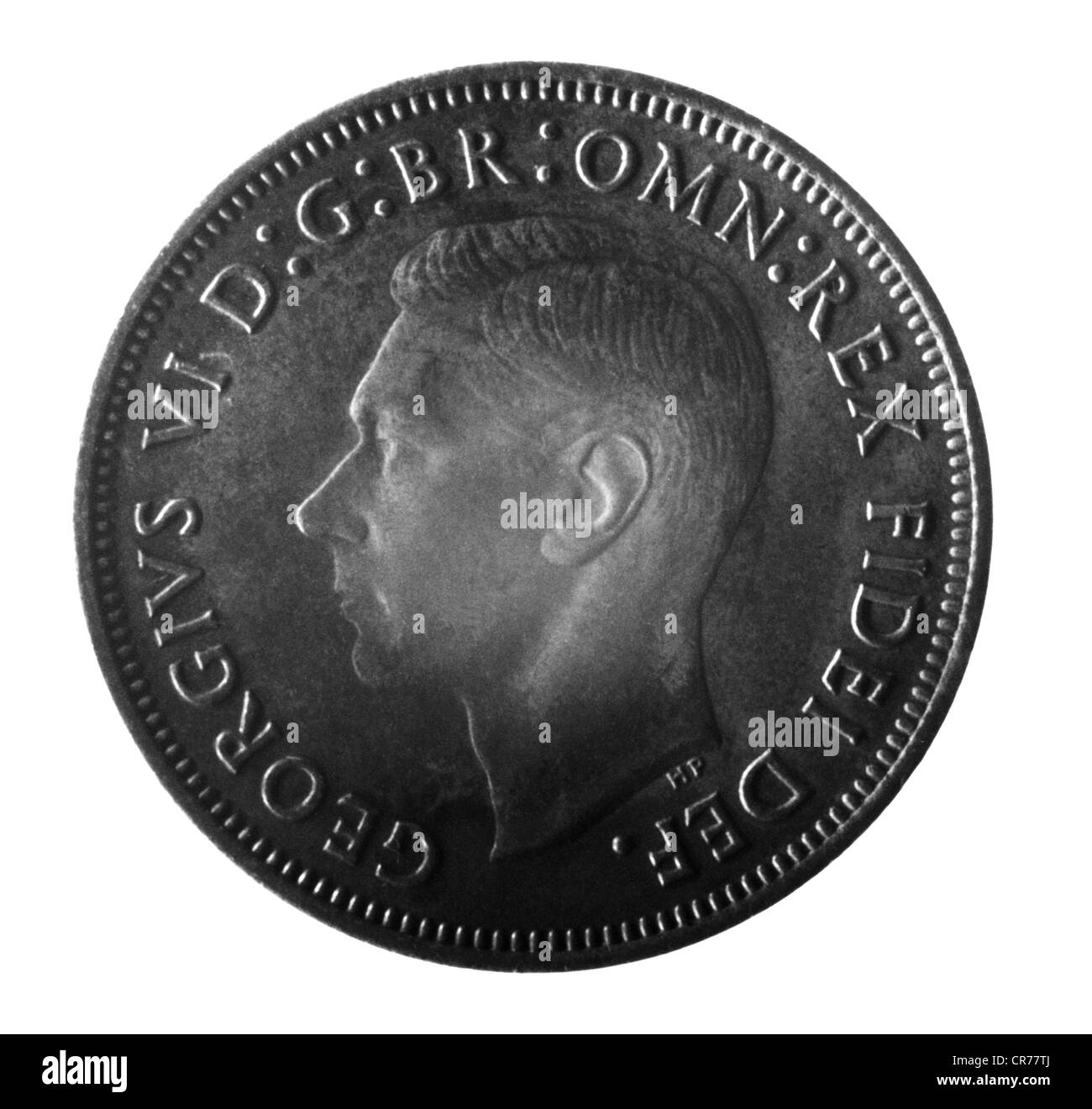 George VI., 14.12.1895 - 6.2.1952, König von Großbritannien 11.12.1936 - 6.2.1952, Gedenkmünze, 1950er Jahre, Stockfoto
